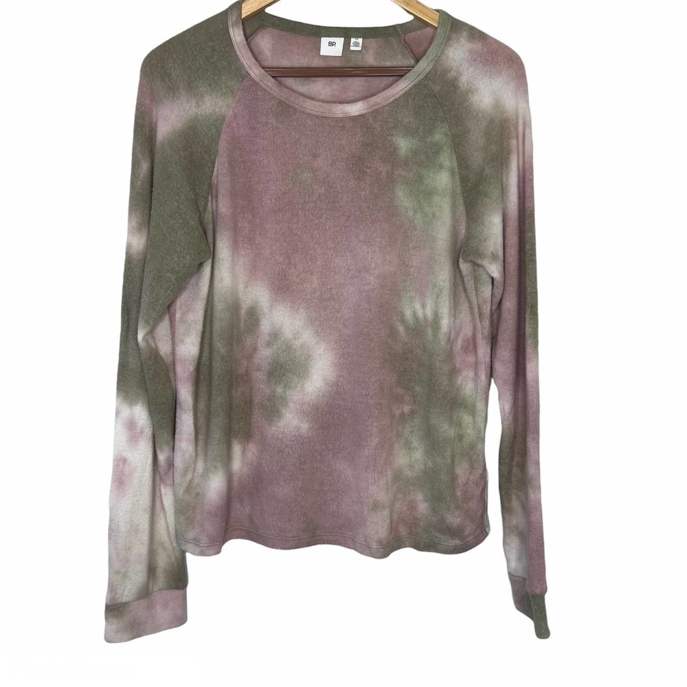 BP Womens Medium Tie Dye Crew Neck Long Sleeve Top Purple  - Sz M